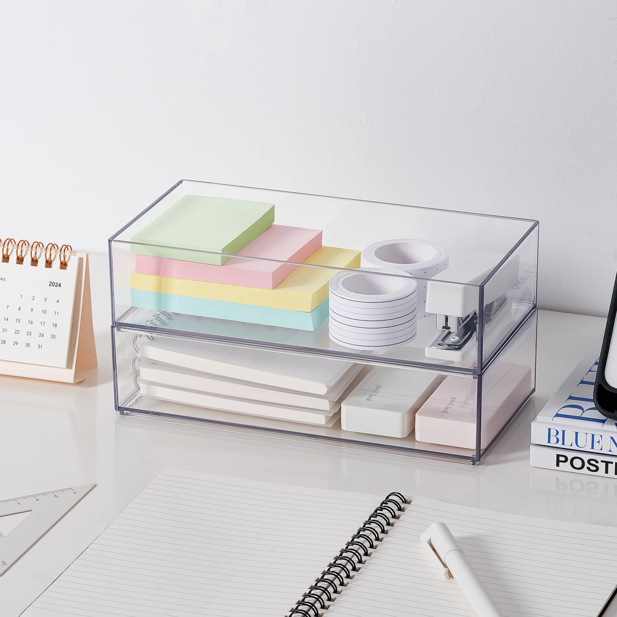 24 Pack: 8" x 4" Clear Stacking Storage Tray by Simply Tidy™